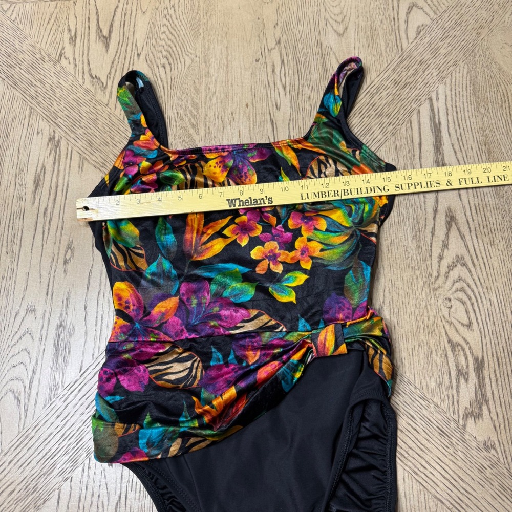 Longitude Size 4 Small Multicolored Floral One Piece Swimsuit Hip Tie‎ Detail - Picture 4 of 9